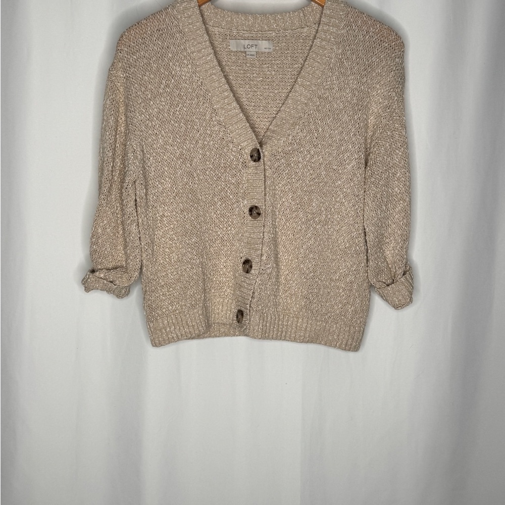 LOFT Women's Beige Cardigan Sweater